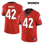 Women's Georgia Bulldogs NCAA #42 Mitchell Werntz Nike Stitched Red Legend Authentic College Football Jersey NCZ3354CV